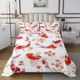 thumbnail image 1 of Erosebridal Oriental Koi Fish Coverlet Set King,Japanese Style Bedding Set,Red Floral Decor,Ultra Soft,3 Pieces, 1 of 5