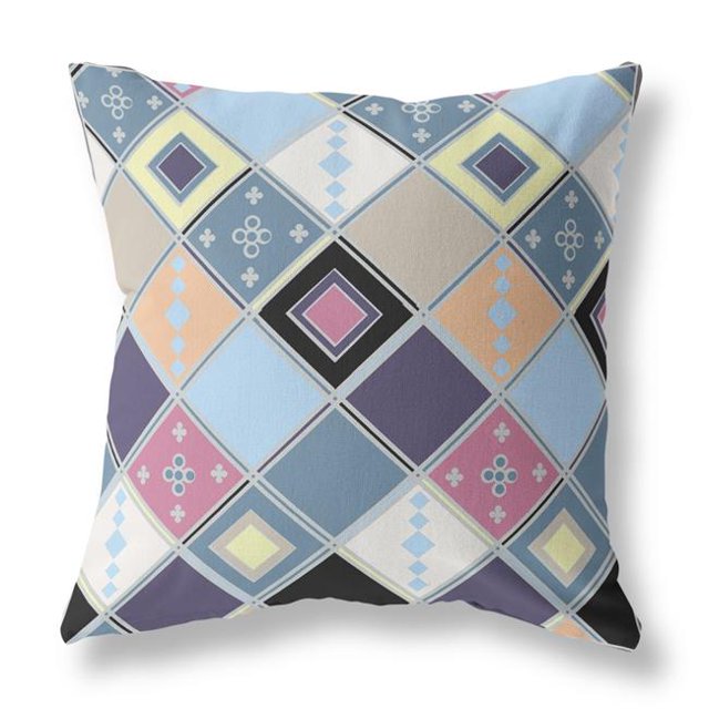 HomeRoots 411371 26 in. Tuile Intérieure et Extérieure Zippée Coussin & 44; Bleu et Violet
