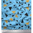 thumbnail image 1 of Soimoi Blue Silk Fabric Dot,Zig Zag & Triangle Geometric Print Fabric by the Yard 42 Inch Wide, 1 of 1