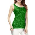 thumbnail image 2 of Bon Rapport Qualité-Prix, Débardeur à Paillettes Patchwork pour Femme, Col Rond, Coupe Ajustée, à la Mode, Décontracté, Tenue de Tous les Jours, Haut Stylé Coupe Ultra-Confortable/polyester, Vert, Sopatenor, 2 of 9