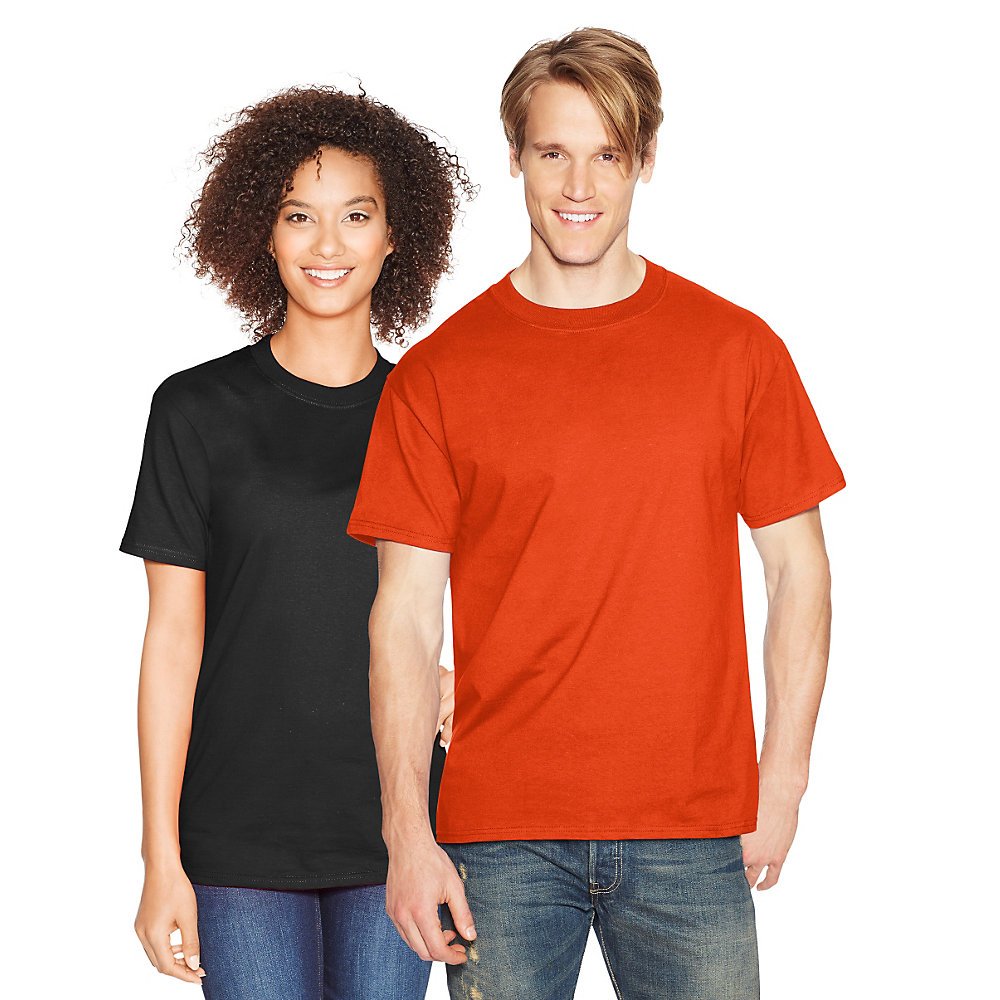 Hanes T-Shirt à Manches Courtes pour Hommes (Orange, TTG)