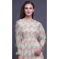 thumbnail image 5 of Bimba Robe Maxi à Volants pour Femmes, Florale, Manches Bishop, Col Rond, Taille Smockée - Xxx-Grand, 5 of 5
