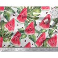 thumbnail image 2 of Soimoi Poly Georgette Fabric Monstera Leaves & Watermelon Fruits Print Fabric by Yard 52 Inch Wide, 2 of 3