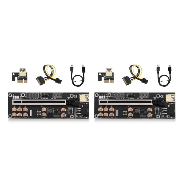 crativent PCI-E 1X à 16X Adaptateur Affichage Numérique PCI - Rallonge Équipement Minier Noir 2ensemble