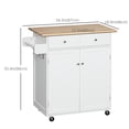 thumbnail image 3 of HOMCOM Rolling Kitchen Island with Storage, Kitchen Cart with Wood Top, 3 of 10
