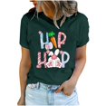 thumbnail image 2 of EGNMCR Chemise de Pâques à Manches Courtes pour Femmes Imprimé de Pâques T-shirt Col Rond Mode et Confortable Haut à Manches Courtes Col Rond/chemise T-shirts pour Femmes, 2 of 7