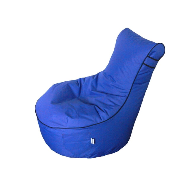 Boscoman Fresno Pouf de Détente Extérieur en Bleu Vif avec une Forme Ergonomique Profilée et un Dossier de Soutien, Doté d'Une Petite Poche Latérale et d'Une Passepoilerie Noire, Fabriqué en Tissu durable et Facile à Nettoyer, Idéal pour les Chambres d'Enfants et les Sièges Décontractés.
