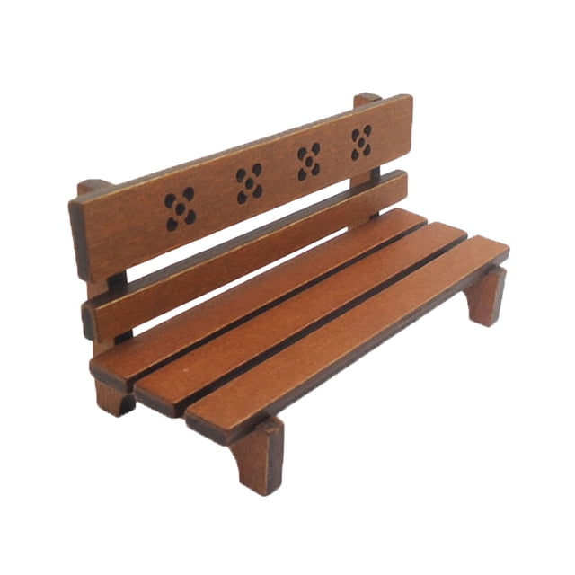KAKOWELY mini house bench Doll House Park Bench Mini Wooden Bench Model Mini Garden Bench Model Mini Chair Model (Brown)4.72"X2.17"X2.36"