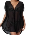 thumbnail image 1 of 2025 Femmes Bague Liée Transparent Manches Longues Sortie de Plage Robe en Maille Sortie de Plage Pantalon de Bain Sortie de Plage pour Femmes Sortie de Plage Robe Mini Sortie de Plage Bikini Brillante Wraps Sorties de Plage pour Maillots de Bain, 1 of 8