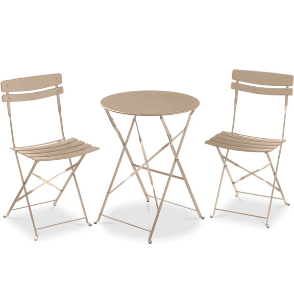 Best Choice Products 3-Piece Small Bistro Set, Folding Patio Furniture Set of 2 Chairs and Table - Sand