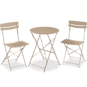 Best Choice Products 3-Piece Small Bistro Set, Folding Patio Furniture Set of 2 Chairs and Table - Sand