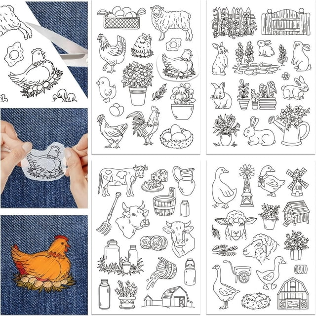 HLONK 4 Sheets 16Pcs Wedding Dress Water Soluble Hand Sewing Stabilizers for Fabric 11.6x8.2 Inch Embroidery Stitch Practice Embroidery Patterns Transfers for Embroidery Beginners Lovers