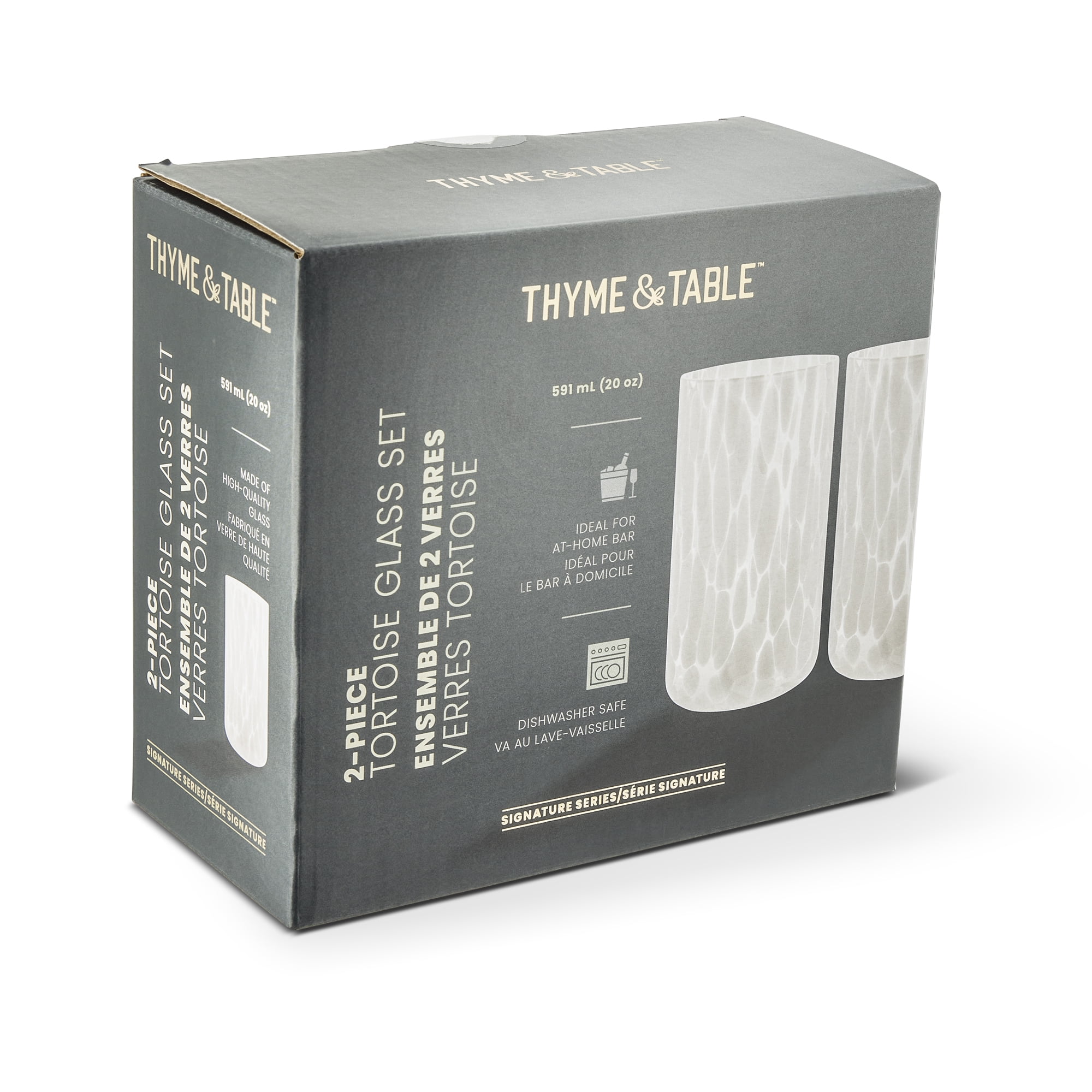 Thyme & Table 20 fl oz White Tortoise Drinking Glass, 2 Pack