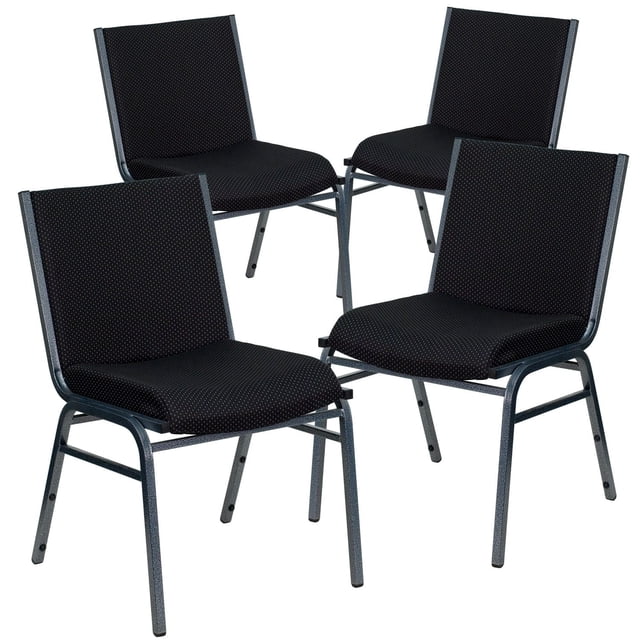 4 Pk. HERCULES Series Heavy Duty Black Dot Fabric Stack Chair