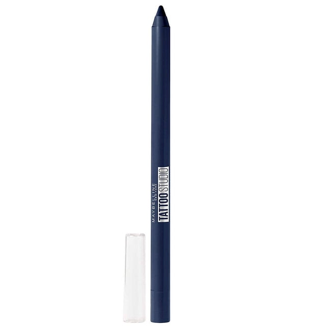 Maybelline New York Tattoo Studio® Eye Liner Deep Onyx pencil eyeliner with a sharpenable deep black tip and clear cap, delivering waterproof, smudge-resistant, 36-hour long-lasting eye definition ideal for precise makeup looks.