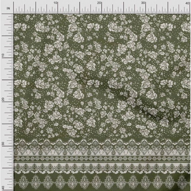 Soimoi Silk Fabric Artistic Flower Panel Print Sewing Fabric Yard 42 Inch Wide