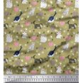 thumbnail image 1 of Soimoi Poly Georgette Fabric Heart,Footprint & Cat Animal Print Fabric by The Yard 52 Inch Wide, 1 of 3