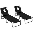 thumbnail image 1 of Outsunny 2PCS Adjustable Outdoor Lounge Chair, Garden Folding Chaise Lounge, 1 of 10