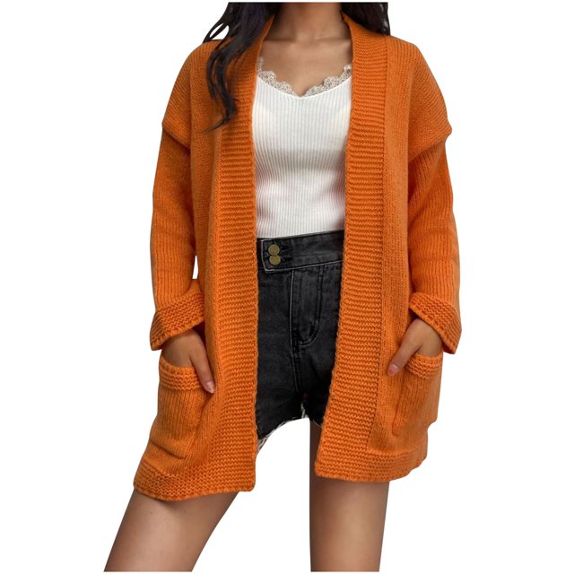 RXIRUCGD Chemisier à Manches Longues à Col en V pour Femme, Rayé, Ample, à Agencement de Couleurs, Orange, Taille : 3TG