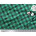 thumbnail image 3 of Soimoi Green Viscose Chiffon Fabric Diagonal Check Printed Fabric 1 Yard 42 Inch Wide, 3 of 5
