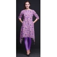 thumbnail image 4 of Bimba Purple Leaves & Ranunculus Floral Printed Tops For Women Asymmetric Kurti Summer Dress For Girls XSmall, 4 of 6