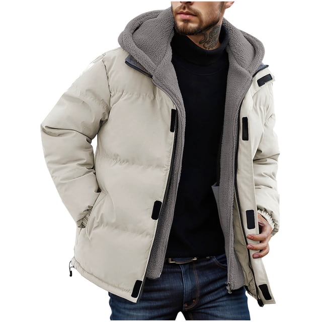 Men's Down Jacket, Windproof Skiing Winter Coat with Hooded Design, Insulated Polyester Outerwear for Cold Weather Protection