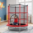 thumbnail image 4 of Patiojoy Kids Round Jumping Trampoline Combo Bed Trampoline W/ Safety Enclosure Net Red, 4 of 10