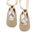 thumbnail image 2 of goowrom Kids Princess Shoes, Solid Color Soft Sole Footwear Walking Shoes with Ribbon for Spring Summer, Beige/Pink/Golden, 2 of 5