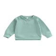 thumbnail image 1 of MesaSe Bébé Garçon Fille Solide Coton Pull-Over Col Rond Manches Longues T-Shirt Tops Printemps Vêtements d'Automne Brun 2-3 Ans, 1 of 7