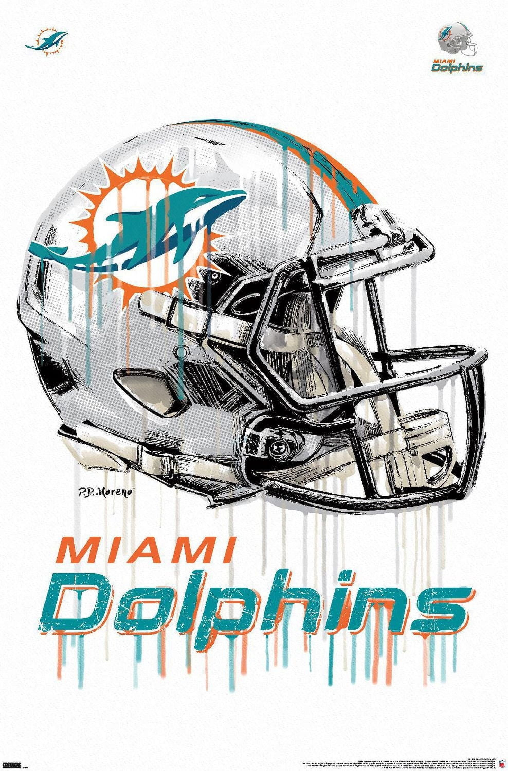 NFL Miami Dolphins - Drip Helmet 20 Wall Poster with Magnetic Frame