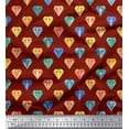 thumbnail image 1 of Soimoi Red Rayon Fabric Diamond Geometric Decor Fabric Printed Yard 42 Inch Wide, 1 of 5