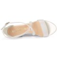 thumbnail image 4 of BLISSFUL STEP Sandales à Talon Bloc pour Femmes à Paillettes à Brides Croisées Blanches 8, 4 of 6