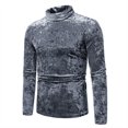 thumbnail image 2 of Chemises d'Automne Femmes Tendance Mode Hommes Base Rétro Scène Fête Couleur Unie Manches Longues Col Rond Hauts Chandails Femmes Hiver P-69 Argent-A S, 2 of 7