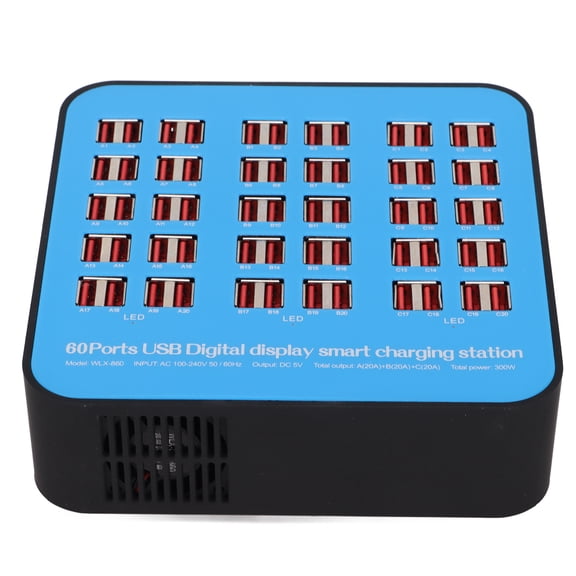 Multi Ports Charging Station, 60 Ports Desktop Charger Smart  For Other Devices For Mobile Phones For Tablets EU Plug,UK Plug,US Plug,AU Plug