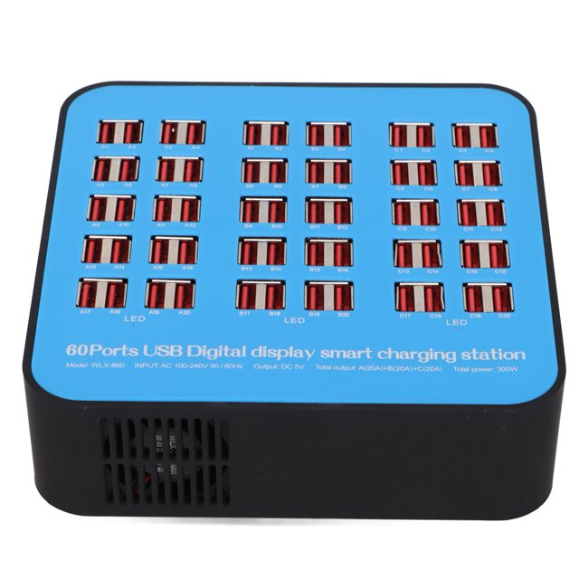Multi Ports Charging Station, 60 Ports Desktop Charger Smart For Other Devices For Mobile Phones For Tablets EU Plug,UK Plug,US Plug,AU Plug