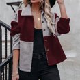 thumbnail image 2 of IROINID Veste Courte en Shearling pour Femmes Col Rabattu Contraste Couleur Manches Longues Manteau Décontracté Chaud Veste d'Hiver à Boutons Patchwork, Gris, 2 of 6