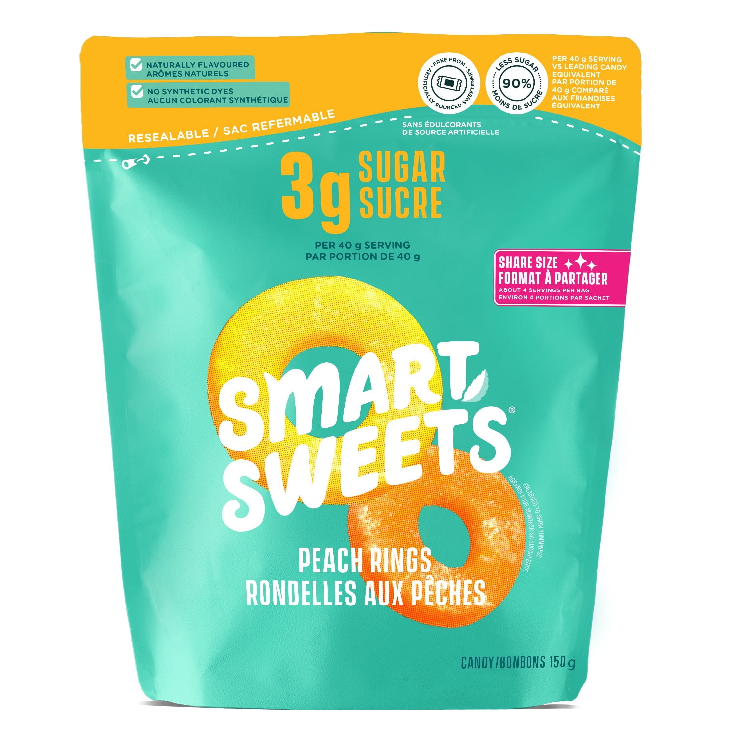 SmartSweets, Peach Rings, 150g