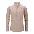 thumbnail image 3 of Chemise à Manches Longues pour Hommes Homme Décontractée Col Rabattu Chandail à Boutons Manches Longues Mode Décontractée Lin Semblable au Coton Chemises à Manches Longues pour Hommes, 3 of 4