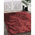 thumbnail image 3 of Ahgly Company Tapis Rond Lavable en Machine Intérieur Transitionnel Rouge Bordeaux, 4 Pieds Rond, 3 of 7