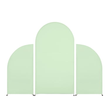 Set of 3 Wedding Arch Cover Spandex Fitted Wedding Arch Stand Covers for Round Top Chiara Arch Backdrop Stands Cover for Birthday Party Ceremony Banquet Decoration 5ft+7.2ft+5ft Light Green