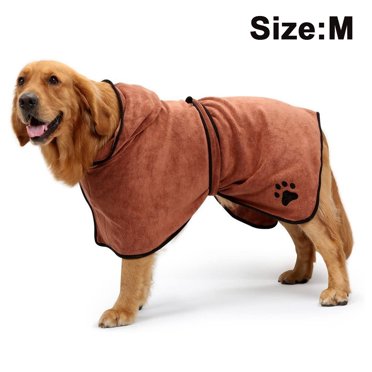 Dog Bathrobe Soft Super Absorbent Luxuriously Microfiber Dog Drying Towel Robe with Hood/Belt for Large,Medium,Small Dogs