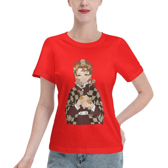 T-Shirt Basique à Manches Courtes pour Femmes Demon Slayer Blade Tanjiro