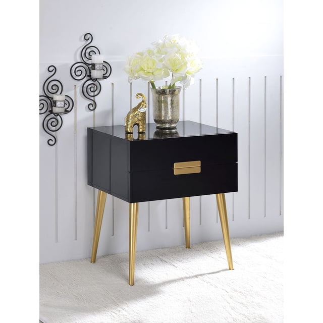 ACME Denvor End Table in Black & Gold