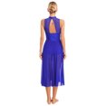 thumbnail image 4 of Sinleey Costumes de Danse Lyrique pour Femmes Robe Longue Fluide en Tulle Sans Manches à Sequins Moderne Contemporain Bleu Royal TG, 4 of 6