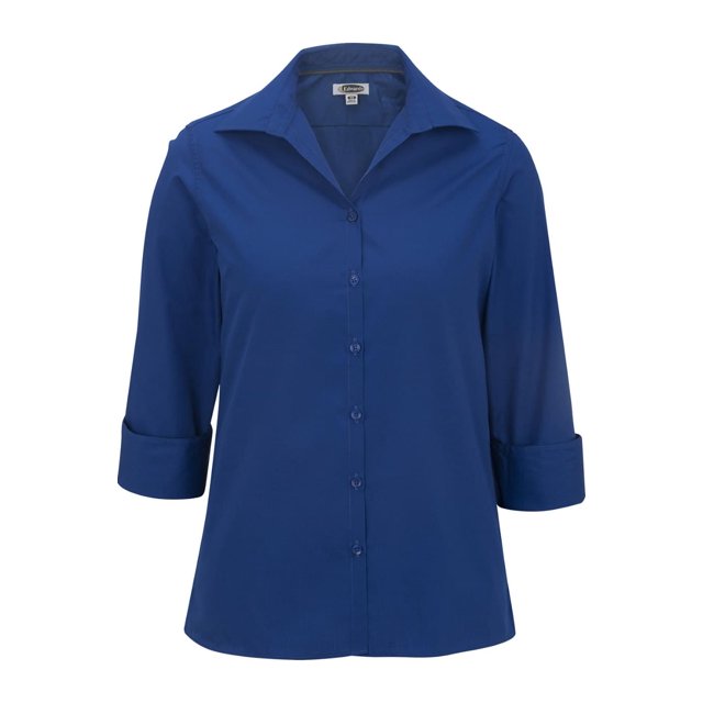 Edwards Ladies' Lightweight Open Neck Poplin Blouse - 3/4 Sleeve
