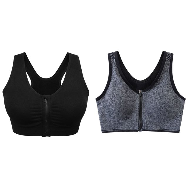 kurtrusly 2 Pcs Performance Polyvalente avec Grand Application Brassière de Sport Sans Coutures Noir + Gris TG 1 Ensemble