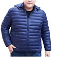 thumbnail image 2 of Styesk Jackets for Men Zipper Up Warm Jackets Solid Color Hooded Cotton Puffer Jacket Outdoor Plus Size Work Coats Casual Comfy Wind Breaker Jackets with Pockets, 2 of 6