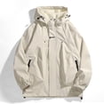 thumbnail image 1 of RXIRUCGD Men's Stitching Drawstring Hooded Slim Fashion Jacket Coat Outwear, Khaki, Size: L, 1 of 4