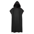 thumbnail image 1 of Yingyy Bathrobe Windproof Fast Drying Replacement Swim Reusable Sports Short Sleeve Men Women Hooded Solid Color Beach Seaside Pool Swimming Robe Black, 1 of 9