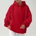 thumbnail image 2 of MeetoTime Women's Oversized Sweatshirt Fall Lightweight Long Sleeve Hoodie Fleece Pocket Pullover Tops, 2 of 6